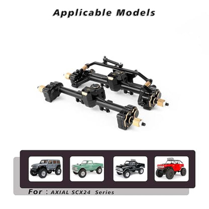 SCX24 Extended Portal Axles +10MM/Side, Front Rear High Clearance Axles for SCX24 Upgrades 1/24 RC Crawler, Extended Axial SCX 24 Axles Housing, More Tough, Durable and Steering Smooth