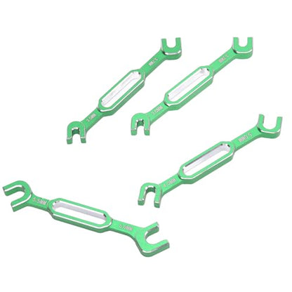 Tyenaza 4Pcs RC Aluminum Alloy Wrench, 3/3.2/3.5/3.7/4/5/5.5/6mm Turnbuckle Nut Ball Joint Remover with Multifunction RC Shock Absorber Plier Repair Tool KitRepair Tool Kit (Green) - color: Green