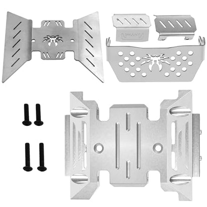 ShareGoo Stainless Steel RC Skid Plate,RC Chassis Armor Protector Plate & Center Transmission Skid Plate Mount Compatible with Axial SCX10-III AXI03007 1/10 RC Crawler Car