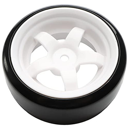 4PCS 12mm Hub Wheels,1:10 63mm Hard Plastic RC Drift Cars On Road Touring Racing Bald Tires for Traxxas HSP Tamiya HPI Kyosho On-Road Drifting Car Trucks(White) - color: White
