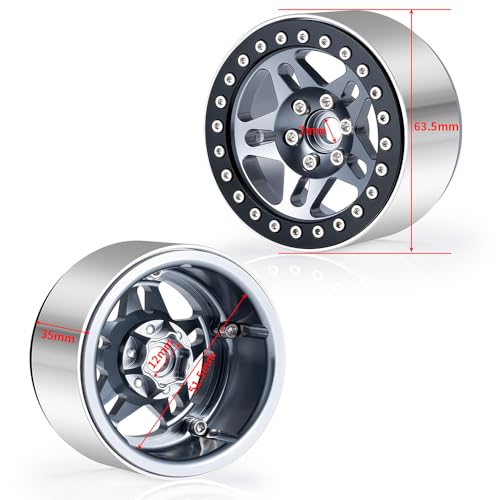 4PCS Aluminum 2.2 Beadlock Wheels for 1/10th RC Crawler Car Wraith RR10 SCX10 TRX4 (Titanium) - color: Titanium