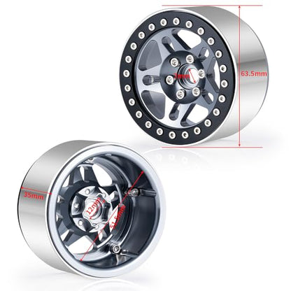 4PCS Aluminum 2.2 Beadlock Wheels for 1/10th RC Crawler Car Wraith RR10 SCX10 TRX4 (Titanium) - color: Titanium