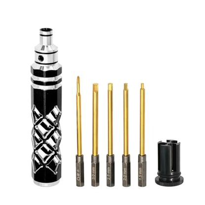 5-in-1 RC Tool Kit, Hex Allen Screwdriver Kit, RC Screwdriver Set 1.5mm 2.0mm 2.5mm 3.0mm RC Car Repair Tool Kit for RC Model Car Boat Helicopter (Silver) - color: Silver