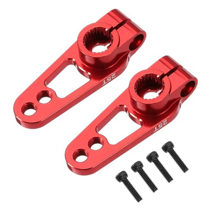 MECCANIXITY Aluminum Alloy 25T Steering Servo Single Sided Red Arm Horn for DIY RC Car/Boat/Airplane Boat Accessories 2 Pcs - color: Red