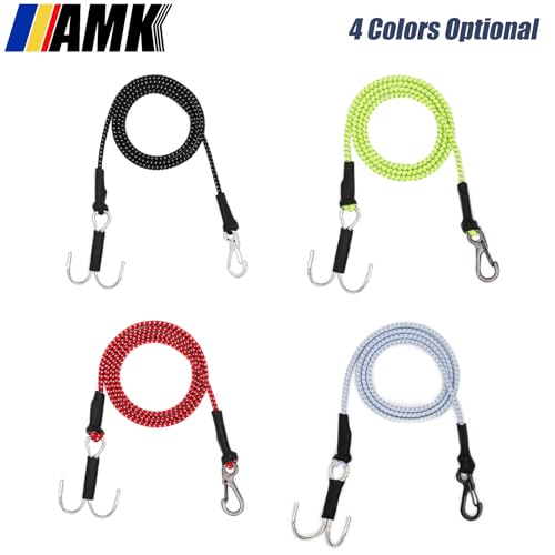 AMK 4Pcs 28in 1/10 Scale Elastic RC Crawler Tow Ropes with Hook Kinetic Winch Straps for Axial SCX10 Accessries TRX6 TRX4 Upgrades Gen7 Gen8 Tamiya D90 TF4 RC Car Boat (Red) - color: Red