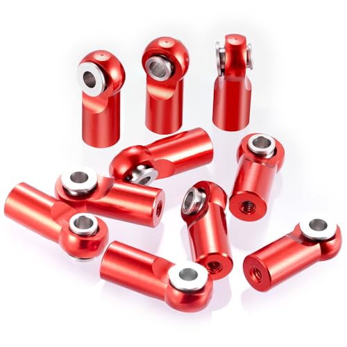 MOHERO 10Pcs M2 Tie Rod End Ball Joint Link Ball Head Holder for RC Car Truck Upgrade Part (Red) - color: Red