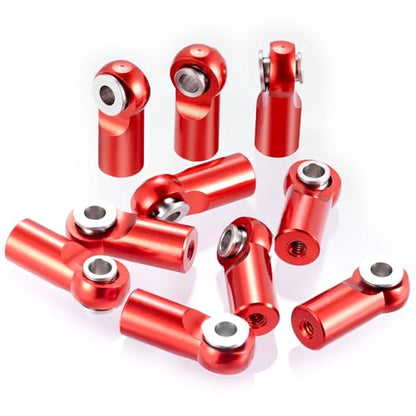 MOHERO 10Pcs M2 Tie Rod End Ball Joint Link Ball Head Holder for RC Car Truck Upgrade Part (Red) - color: Red