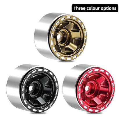 1.0 Beadlock Wheels, 4pcs Aluminum RC Rims with Positive Offset 7mm Hex for 1/18 1/24 RC Crawler Traxxas TRX4M Axial SCX24 AX24 FMS FCX24 Upgrades (Blade Type-Brown)