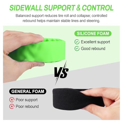 Soft 2.2" Silicone Tire Inserts for RC Crawlers, 4-Pack — Fits 132–134 mm 5.25" OD, 125×45 mm — Waterproof, Sidewall Stabilization, Traction and Climbing Control (Green) - color: Green