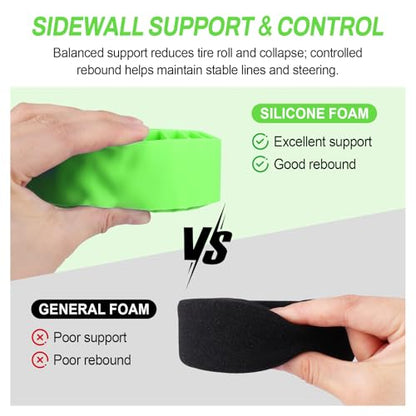 Soft 2.2" Silicone Tire Inserts for RC Crawlers, 4-Pack — Fits 132–134 mm 5.25" OD, 125×45 mm — Waterproof, Sidewall Stabilization, Traction and Climbing Control (Green) - color: Green