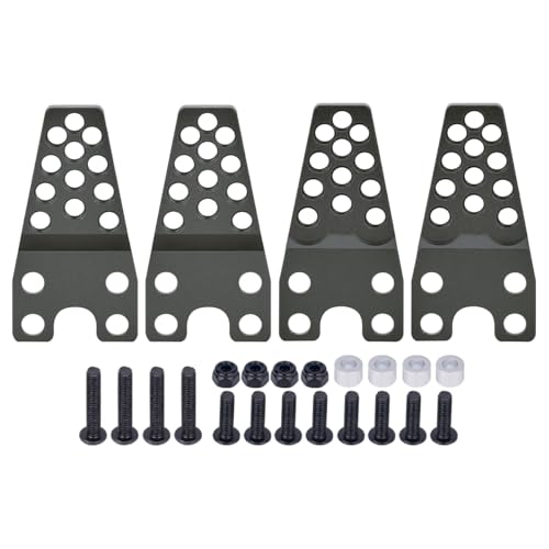 4PCS CNC Aluminum Shock Mount for TRX4 SCX10 1/10 RC Crawler | Black anodized,lightweight & durable.Adjust height & angle for optimal suspension tuning.For SCX10 II 90046, D90, D110.