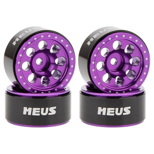 MEUS RACING 0.7 Beadlock Wheels Rims Deep-Dish Wheel for Axial SCX30 1/30 RC Crawler Upgrades (Type D, Purple) - color: Type D, Purple
