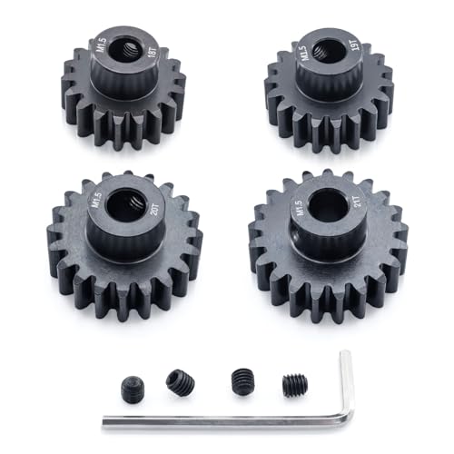 M1.5 Pinion Gear 18T 19T 20T 21T 8mm Shaft Steel Motor Gear Set for 1/5 1/6 1/7 1/8 1/10 Tra-xxas Arrma HSP HPI AXIAL LOSI RC Car Brushed Brushless Motor - size: 18T 19T 20T 21T