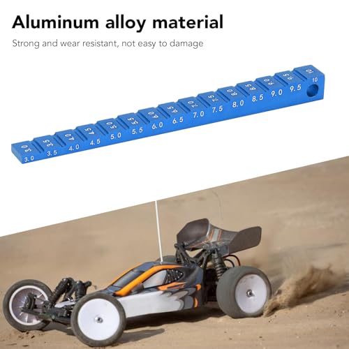 RC Ride Height Gauge 1/10, RC Camber Gauge Aluminum Alloy RC Ride Height and Camber Gauge Kit for 1/10 RC Drift Car, 0.1 to 0.4in Adjustment Range (Blue) - color: Blue