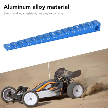 RC Ride Height Gauge 1/10, RC Camber Gauge Aluminum Alloy RC Ride Height and Camber Gauge Kit for 1/10 RC Drift Car, 0.1 to 0.4in Adjustment Range (Blue) - color: Blue