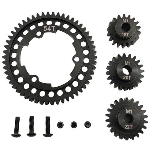 Hardened Steel Spur Gear Set with 18T 20T 22T Pinions for X-Maxx Maxx (54T) | 1/5 Scale,1/7 XO-1,1/10,E-Revo 2.0 VXL,Heavy Duty,Upgrade Parts,6447,High Strength,Wear Resistant - size: 54T