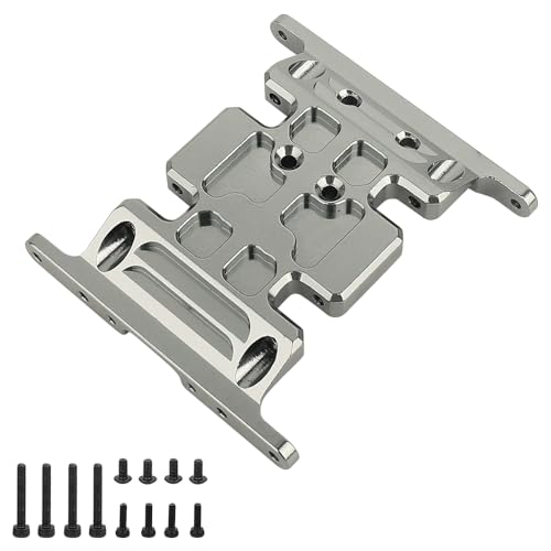 CNC Aluminum Center Frame Brace Transmission Skid Plate Gearbox Mount for AXIAL SCX10 1/10 RC Rock Crawler Metal Chassis Rail Upgrade Parts (Titanium) - color: Titanium