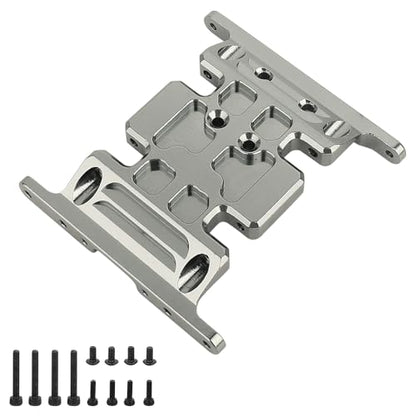 CNC Aluminum Center Frame Brace Transmission Skid Plate Gearbox Mount for AXIAL SCX10 1/10 RC Rock Crawler Metal Chassis Rail Upgrade Parts (Titanium) - color: Titanium