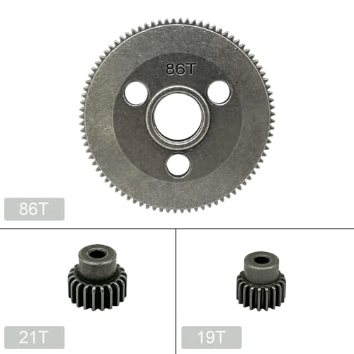 Metal Steel 48P 86T Spur Gear for 1/10 2WD Slash Rustler Stampede with 19T 21T Pinions Gear Sets Upgrade Parts Replace 4686