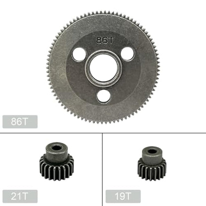 Metal Steel 48P 86T Spur Gear for 1/10 2WD Slash Rustler Stampede with 19T 21T Pinions Gear Sets Upgrade Parts Replace 4686