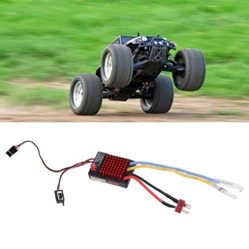 RC Brushed ESC, 60A ESC Water Proof Electronic Speed Controller with 320A Peak for 1/10 1/12 RC Car (T Plug)