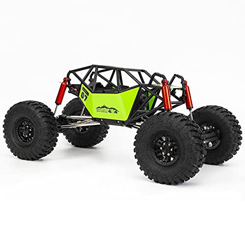1/10 RC Car 310mm Wheelbase Rock Buggy Frame Chassis with Nylon Tube Roll Cage for 1/10 RC Crawler Car SCX10 90046 TRX4 (with Wheels, Green) - color: With Wheels, Green
