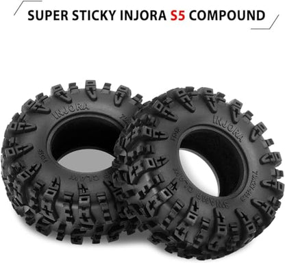 INJORA 1.3 Swamp Claw Tires and Inserts for 1/18 1/24 RC Crawler (Yellow) - color: Yellow