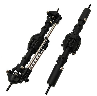 Nylon Front Rear Axle Set with Steel Reverse Bevel Gear for 1/10 RC Crawler SCX10 II 90046 47 R-G-T 86100 Upgrade Part(Black
