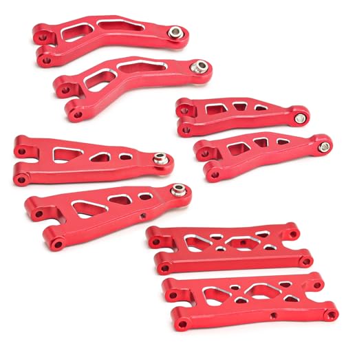 Front and Rear Suspension Arms Set ARA330839 ARA330840 Aluminum Alloy for Arrma Mojave Grom Mega 380 Desert Truck Upgrade Parts (Red)