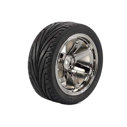 4PCS 1:10 RC Tires and Plastic Wheels Rims for 1/10 Scale On Road Touring Racing Drift Car HSP HPI Tamiya (Gray) - color: Gray