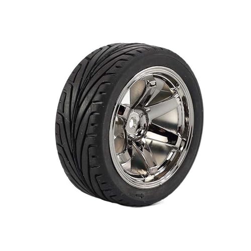 4PCS 1:10 RC Tires and Plastic Wheels Rims for 1/10 Scale On Road Touring Racing Drift Car HSP HPI Tamiya (Gray) - color: Gray