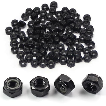 M6 Locknuts Nylon Inserted Hex Lock Nuts for Patio Furniture M6 Bolts | 100pcs Metric Self-Lock Nylon Insert M6x1mm Carbon Steel Self Locking 10mm Hex Nut Driver Nut - size: M6 (100PCS)