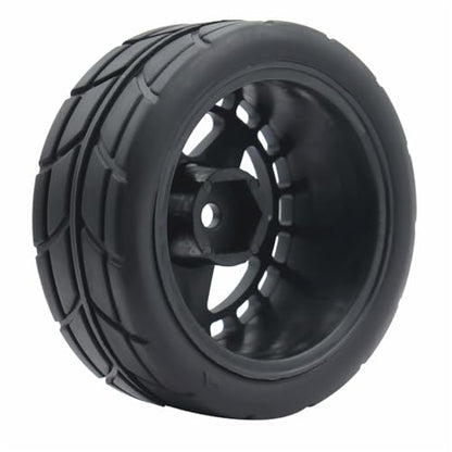 66mm 4PCS 1/10 RC On-Road tires and Hard Plastic wheels set Hex 12mm For WRC Drift Car Conversion 1/10 RC On-Road Car Traxxas Tamiya FW06 TT02 HPI HSP 94122 Kyosho%T066 (black) - color: black