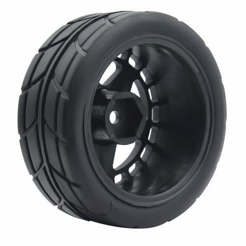 66mm 4PCS 1/10 RC On-Road tires and Hard Plastic wheels set Hex 12mm For WRC Drift Car Conversion 1/10 RC On-Road Car Traxxas Tamiya FW06 TT02 HPI HSP 94122 Kyosho%T066 (black) - color: black