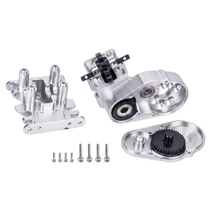 Ultralight Aluminum Transmission Skid Plate Kit,Gearbox with Metal Gears Set for 1/30 Axial SCX30 Upgrade Parts (Silver) - color: Silver