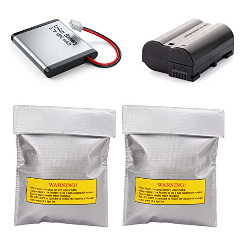 Lithium Battery Safety Bag, Durable Fire Charging Storage Pouch for RC Drone PVC Fiber 180 x 230 x 5 mm 2 Pack