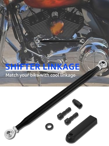Motorcycle Shift Linkage, Aluminum Shifter Linkage Black | Adjustable, Fit for Harley Davidson Street Glide, Road King, Electra Glide, Road Glide, Tri Glide, Softail, 1986-2026 - color: Black