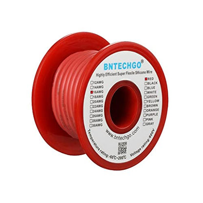 BNTECHGO 16 Gauge Silicone Wire Red 25ft Stranded Tinned Copper Wire | Flexible 16 AWG Stranded Wire Silicone Rubber Insulation For RC Models, Drone, Robot, Battery, EV Charger, 3D Printer, DIY - color: 16 gauge silicone wire red, size: silicone wire 25ft