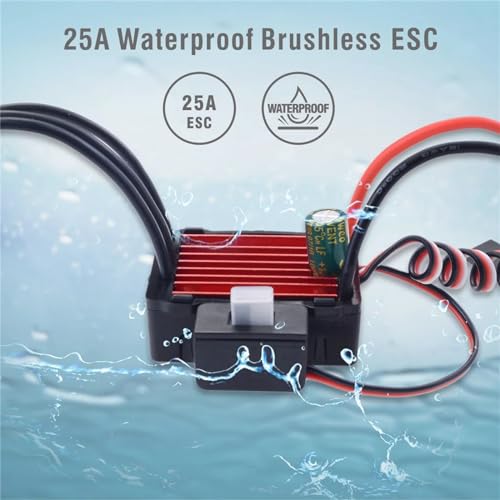 2S 25A Waterpoof Brushless ESC Speed Controller BEC 5V 2A for XT60 Plug for 1/20 1/18 1/16 RC Car - color: 25a Xt60 Plug