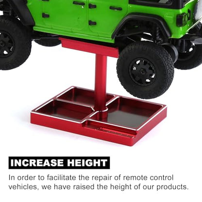 kingsea RC Car Work Stand 360° Rotation Body Mounts RC Repair Tool Set Aluminum Alloy RC Work Stand for 1/18 1/24 RC Car Truck Buggy (Red) - color: Red