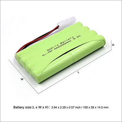 Qsmily® 9.6V Ni-MH Battery Pack, 2000mAh Rechargeable AA Battery with KET 2P Connector and USB Charger Cable, Suitable for RC Monster Truck, Battle Tank, Aircraft Carrier Model