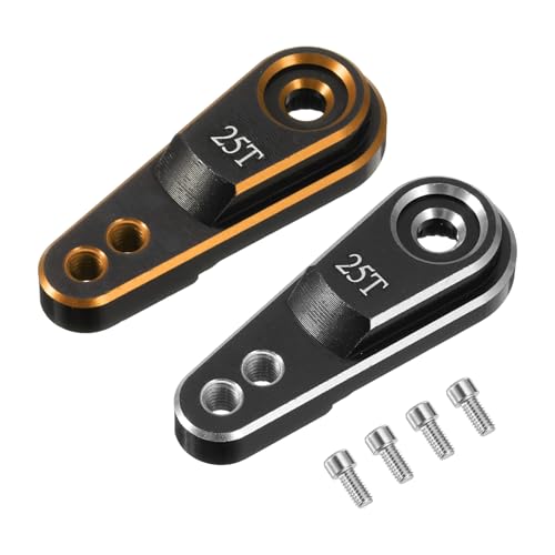 MECCANIXITY 2pcs Aluminum Alloy 25T Steering Servo Arm Horn Gold/Silver for 1/10 RC Car/Boat/Airplane Boat Accessories - color: Gold/Silver