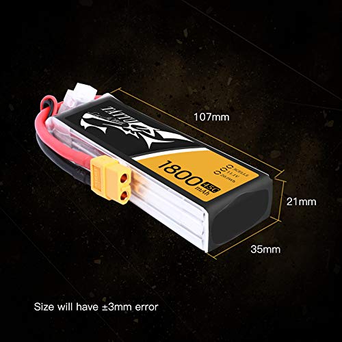TATTU 11.1V 1800mAh 3S 45C LiPo Battery Pack with XT60 Plug for Skylark M4-FPV250 Mini Shredder 200 INDY250 Plus MOJO 280 QAV250 Vortex Emax Nighthawk 250 RC Heli Airplane UAV Drone FPV