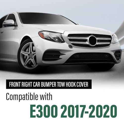 LQI Front Right Car Bumper Tow Hook Cover Towing Eye Cap | Compatible with Benz E 300 4Matic, Base 2017-2019,Fit Benz E 450 4Matic, Base 2019-2020 A2138850222 Black - size: Front | Fit Benz W213 E-Class 2017-2020