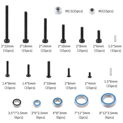 RC Screw Kit Screws Sealed Bearing Kits Set with Storage Case | Upgrade Parts, For Redcat 1/18 Ascent-18, Rock Crawler Car