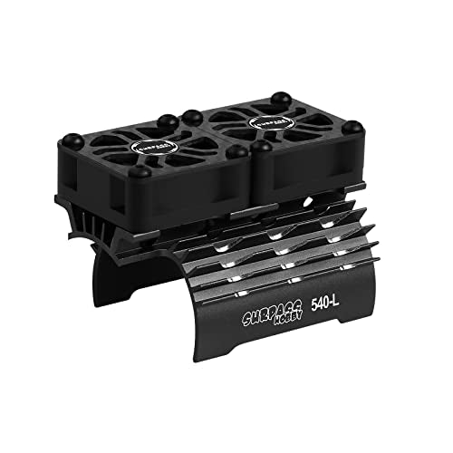 RC Car Motor Cooling Fans Surpass Hobby 30mm Twin Motor Fan with Metal Heatsink 3650 3660 540 550 Brushless Motor Replacement Parts for 1/10 RC Car 36-38mm Brushless Motor - color: Black-Dual Fans for 36mm motor