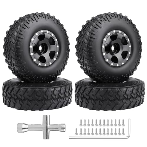 HobbyPark 1.0 Beadlock Wheels for TRX4M AX24 SCX24 FCX24 Enduro24 1/18 1/24 RC Crawler Car (Style A with Tires) - style: Style A with Tires