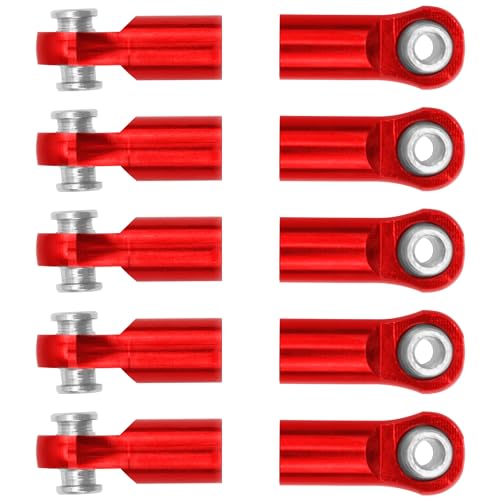 10Pcs ShareGoo M4 Ball Joint,M4 Tie Rod End 4mm Thread 4.0xL22mm Ball Head Holder Link Compatible with Arrma kraton Senton Axial SCX10 Traxxas 1/10 RC Car (Red) - color: Red