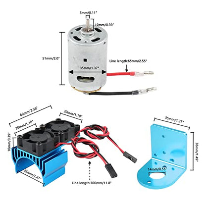 RC 540 Motor Aluminum Motor Heatsink with Dual Cooling Fan Motor Seat Combo for A949-B A959-B A969-B A979-B K929-B 1/18 Wltoys Upgrades Parts - style: Dual Fan + 540 Motor + Mount Seat