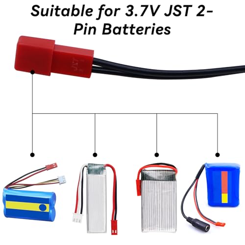 3.7V Lipo Battery Charger - 2 PCS 1S Lipo JST Charger Cable with USB JST 2 Pin Plug for RC Car Battery Remote Control Toys Airplane FPV Boat Tank Helicopter